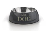 MELAMINE EETBAK ROND BEST DOG GRIJS 14 X 4,5 CM