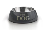 MELAMINE EETBAK ROND BEST DOG GRIJS 18 X 6,5 CM