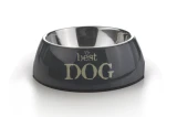 MELAMINE EETBAK ROND BEST DOG GRIJS 27 X 9 CM