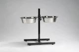 HONDENSTANDAARD 2 RVS BAKKEN 28 CM ZWART