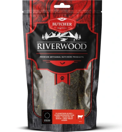 Riverwood hondensnack Butchers vleesstrips Rund 150 gram