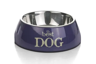 MELAMINE EETBAK ROND BEST DOG BLAUW 22 X 7,5 CM