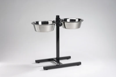 HONDENSTANDAARD 2 RVS BAKKEN 25 CM ZWART