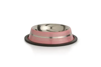 Beeztees Eet- en drinkbakje Stripes Roze 11 cm