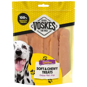 Voskes hondensnack Kipfilet strips Omdoos 15 x 400 gram