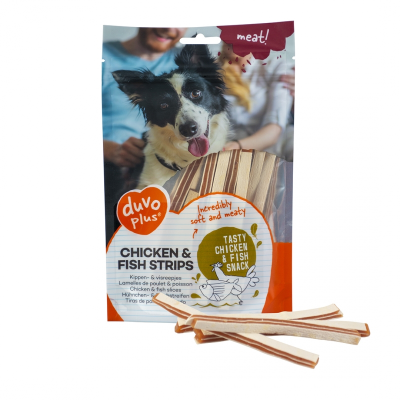 Duvo+ Meat Kip & Visstrips 80 gram