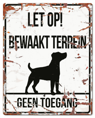 D&D Waakbord Jack Russel Bewaakt terrein Wit