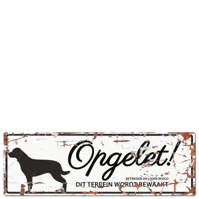 D&D Waakbord Rottweiler Opgelet Wit