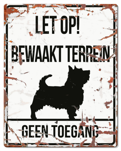 D&D Waakbord Terrier Bewaakt terrein Wit