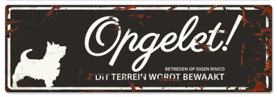 D&D Waakbord Terrier Opgelet Zwart