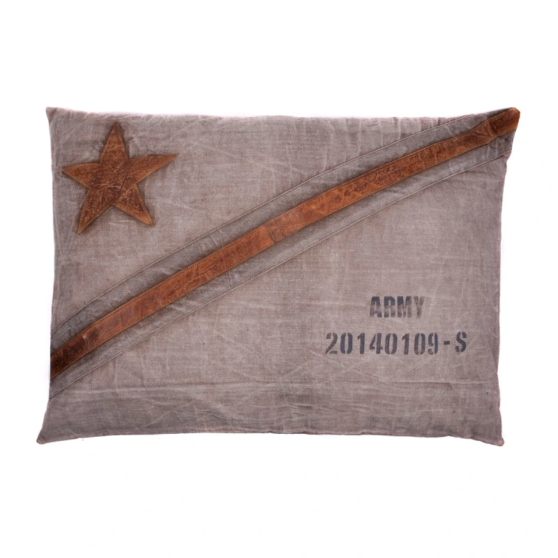 Lex & Max hondenkussen Canvas & Leather Combi Sand 100 x 70 cm