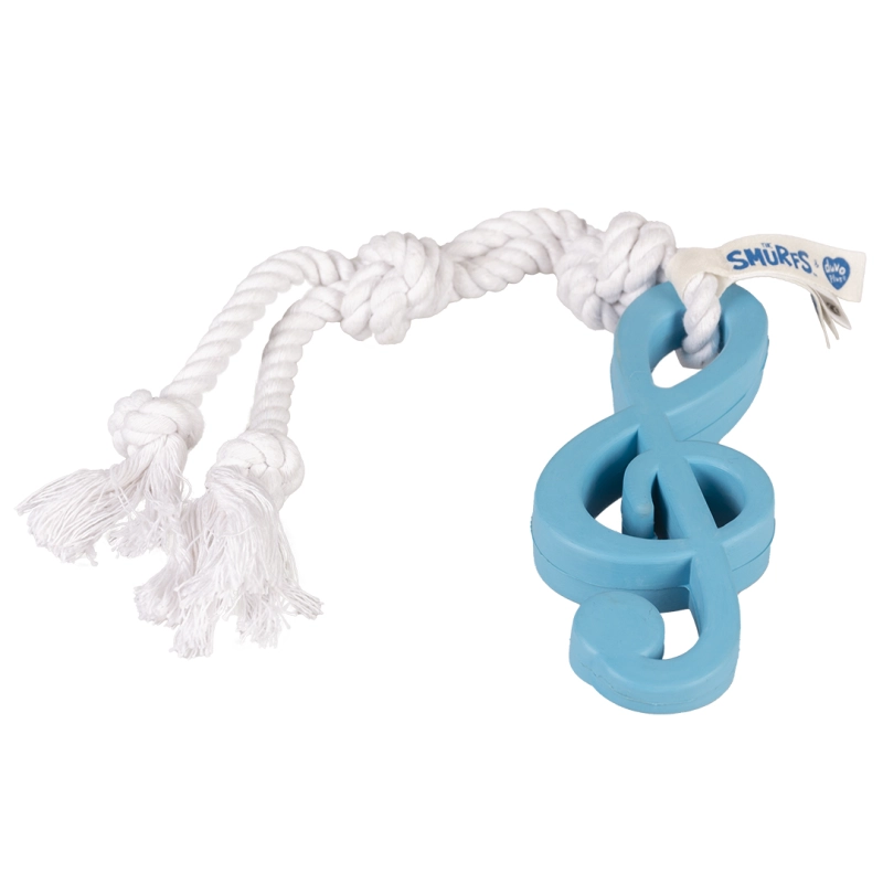Smurfs Muzieksmurf rubberen hondenspeeltje blauw 42,5 x 6,2 x 2,5 cm