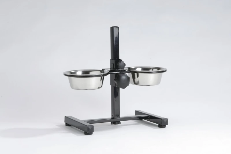 HONDENSTANDAARD 2 RVS BAKKEN 16 CM ZWART