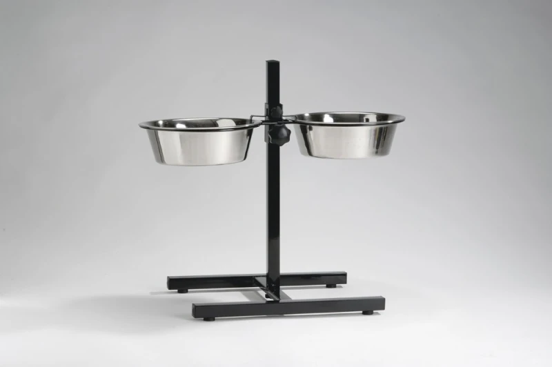 HONDENSTANDAARD 2 RVS BAKKEN 20 CM ZWART