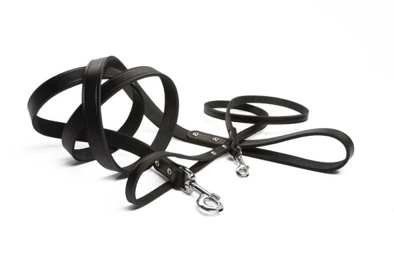 Beeztees leren hondenriem geniet zwart  100 x 18 mm