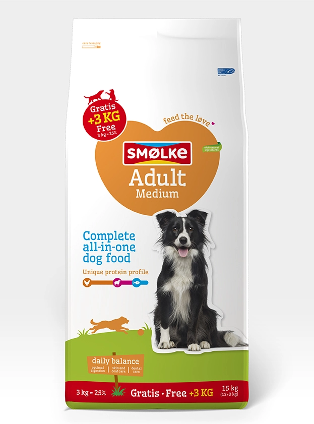 Smolke Adult Medium Bonusbag 12 + 3 kg GRATIS