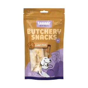 Braaaf Hondensnack Butchery Rabbit Paws 100 gram