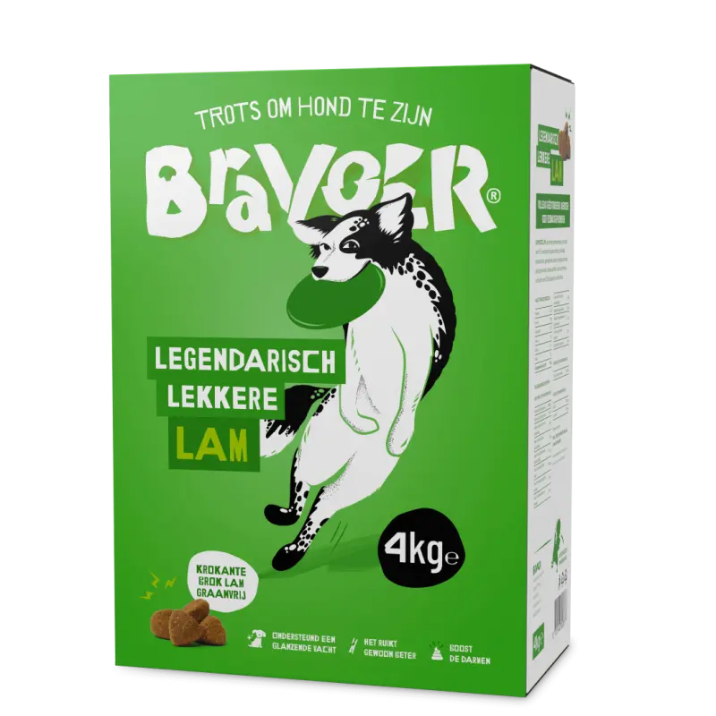 Bravoer Krokant Graanvrij hondenvoer Legendarisch Lekkere Lam 4 kg