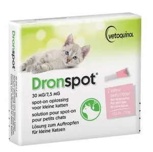  Dronspot Spot-on ontworming kleine kat 0,5 - 2,5 kg 2 pipetten
