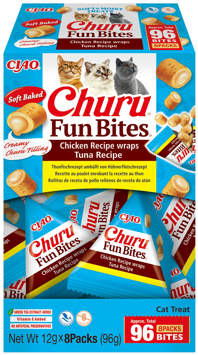 Inaba Churu Cat Fun Bites Chicken Wraps Tuna Recipe 8 x 12 gram
