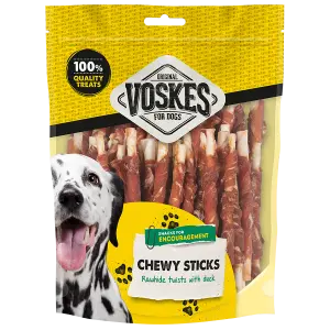 Voskes hondensnack Runderhuidsticks Eend 400 gram