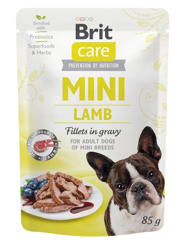 Brit Care Pouch Mini Lamb fillets in gravy 85 gram