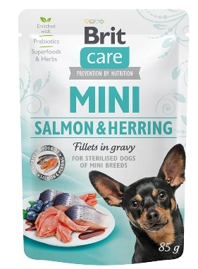 Brit Care Pouch Mini Salmon & Herring in gravy 85 gram