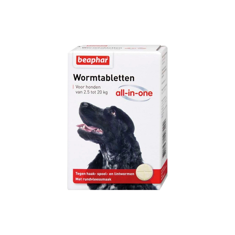 Beaphar wormtabletten hond 2,5 tot 20 kg 2 tabletten