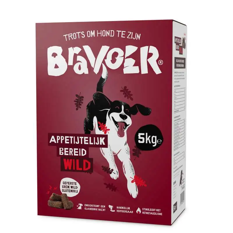 Bravoer Geperst hondenvoer Appetijtelijk Bereid Wild 5 kg