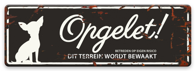 D&D Waakbord (mini) Chihuahua Opgelet Zwart