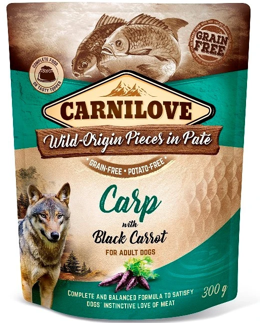 Carnilove Dog Pouch Pate Carp with Black Carrot 300 gram