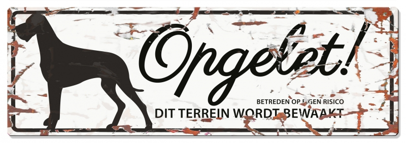 D&D Waakbord Deense Dog Opgelet Wit