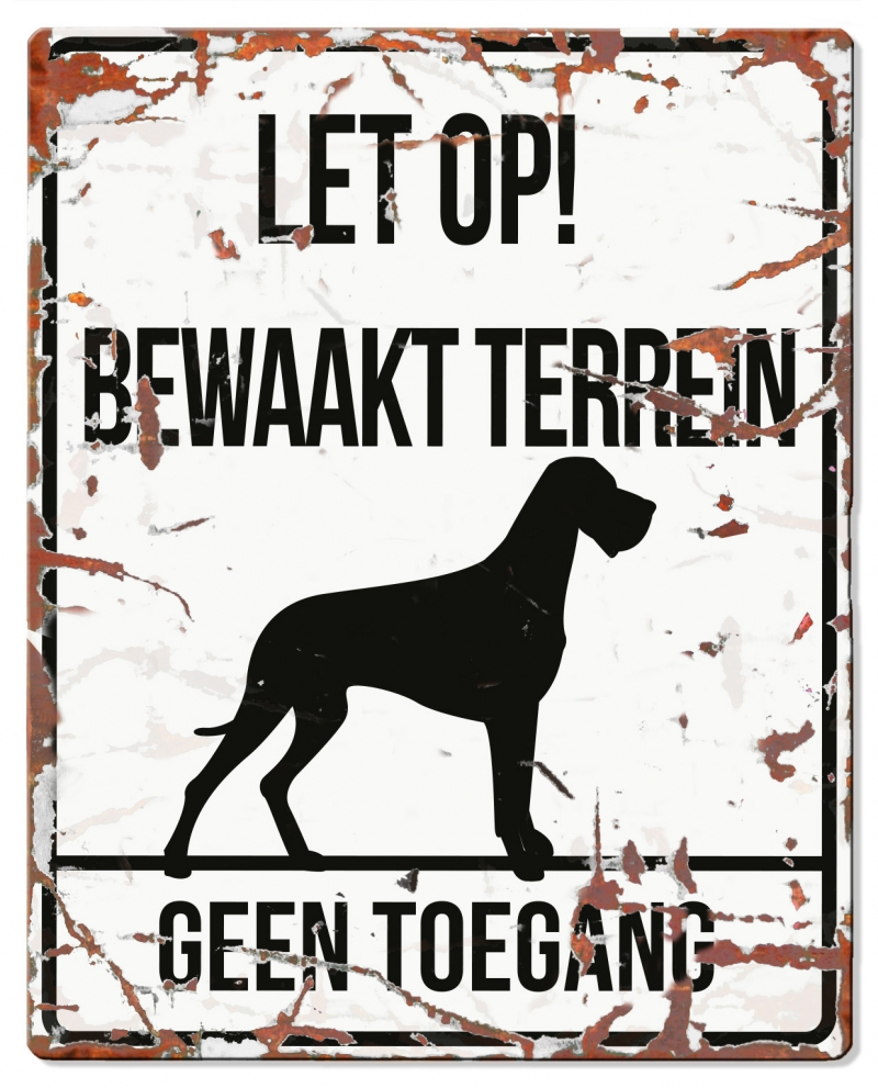 D&D Waakbord Deense Dog Bewaakt terrein Wit