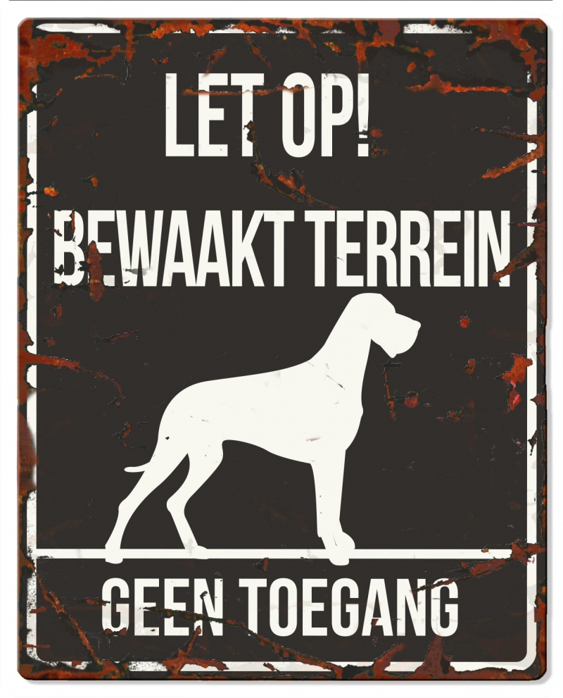 D&D Waakbord Deense Dog Bewaakt terrein Zwart