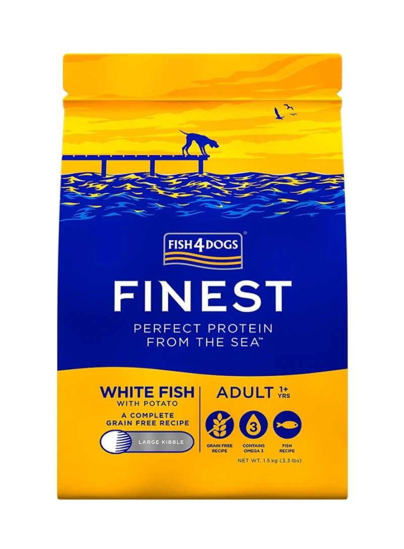 Fish4Dogs Finest Adult Large Kibble White Fish with Potato 1,5 kg