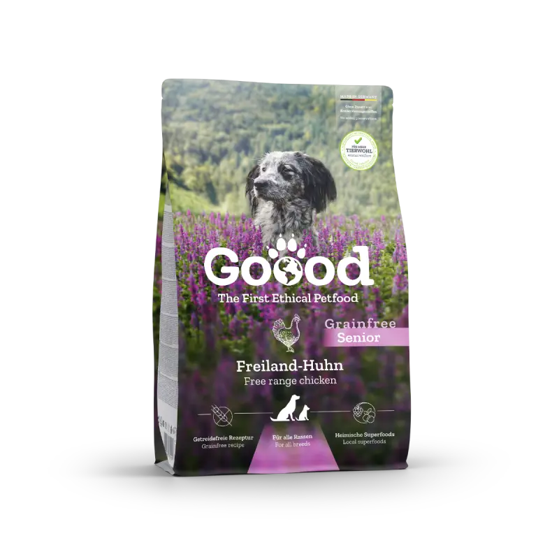 Goood Graanvrij hondenvoer Senior Vrije uitloop Kip & Duurzame Forel 10 kg