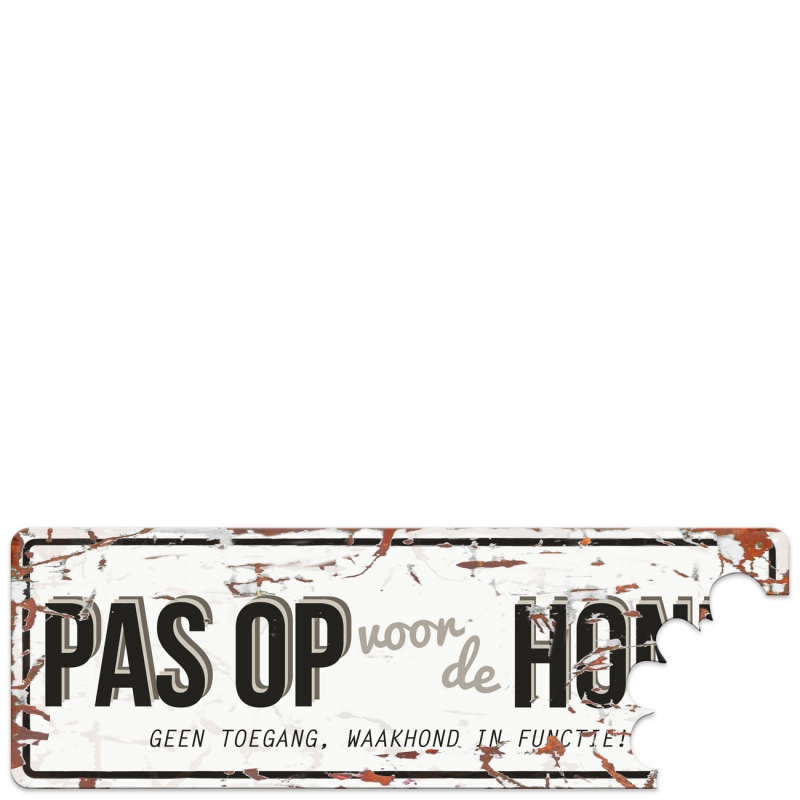 D&D Waakbord Pas op voor de hond Wit/Grijs