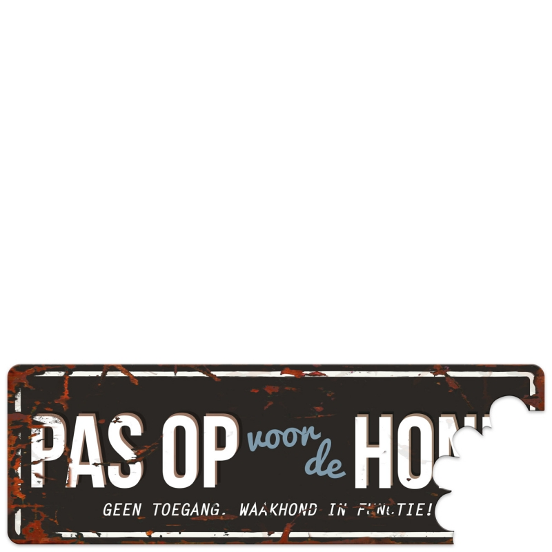 D&D Waakbord Pas op voor de hond Zwart/Blauw