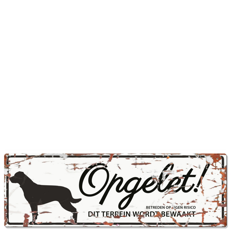 D&D Waakbord Rottweiler Opgelet Wit