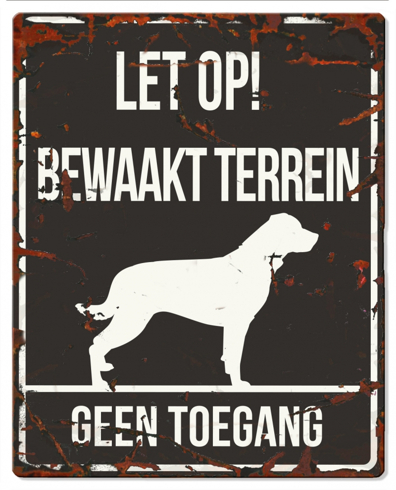 D&D Waakbord Rottweiler Bewaakt terrein Zwart