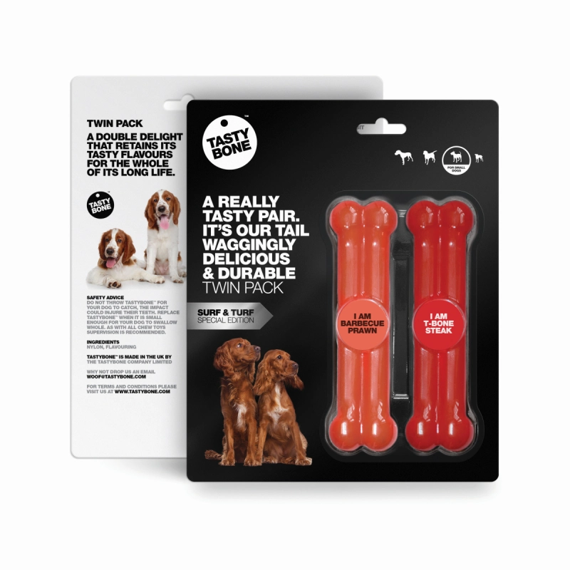 Tasty Bone Twinpack Surf 'N'Turf BBQ Prawn & T-Bone Steak Small