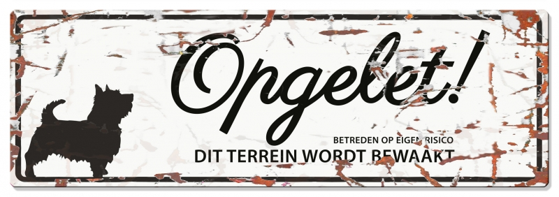 D&D Waakbord Terrier Opgelet Wit