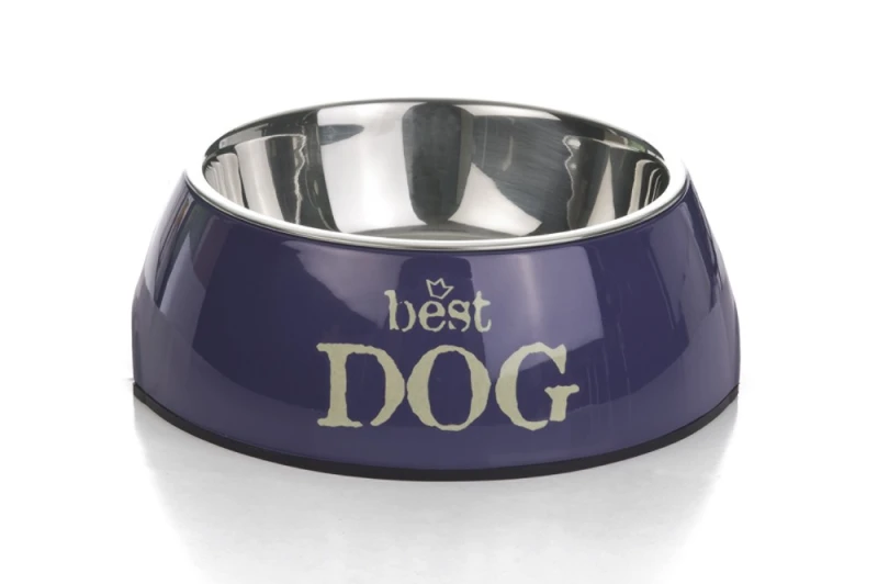 MELAMINE EETBAK ROND BEST DOG BLAUW 22 X 7,5 CM
