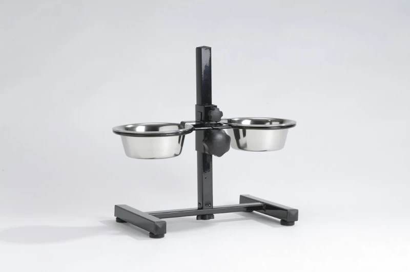 HONDENSTANDAARD 2 RVS BAKKEN 13 CM ZWART