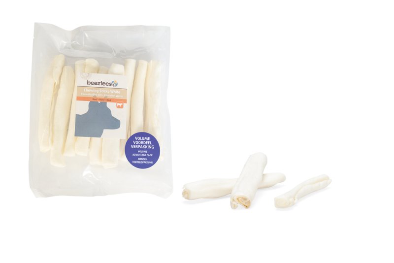 Beeztees Hondensnack Kauwstaafjes Wit Voordeelverpakking  14 cm 10 stuks