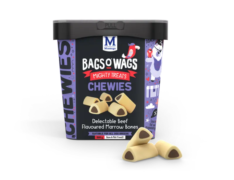 Montego Bags O' Wags Hondensnack Chewies Beef Marrow Bones Tub 500 gram