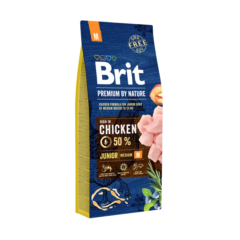 Brit Premium by Nature hondenvoer Junior M 15 kg