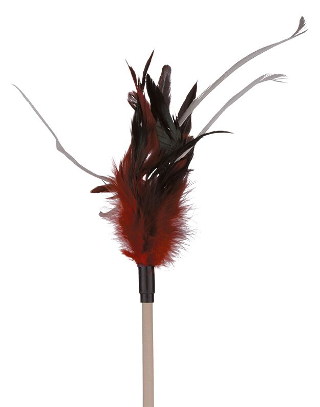 Petlando kattenhengel met veren 40 cm (kleur: assorti)