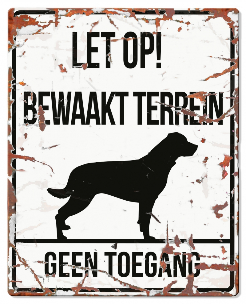 D&D Waakbord Rottweiler Bewaakt terrein Wit